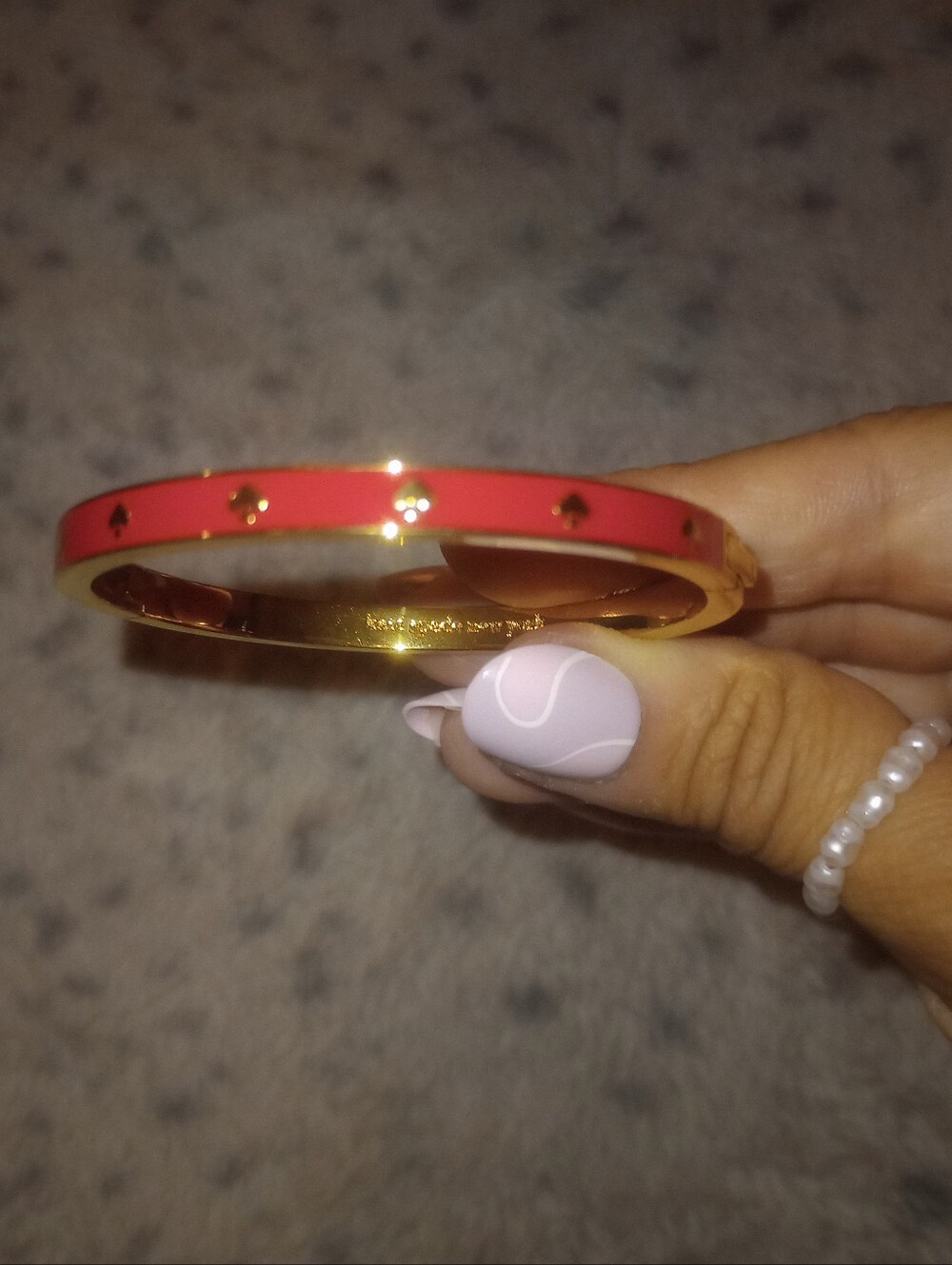 kate spade Hot Pink Enamel Bangle with Gold Spade Motifs